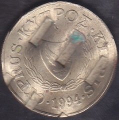KIBRIS 20 CENT TEN YAPILMIŞ JETON 1994