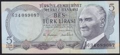 6.Emisyon 2.Tertip 5 Lira G34 089087 Çil
