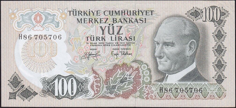 6.Emisyon 2.Tertip 100 Lira H86 705706 Çilaltı