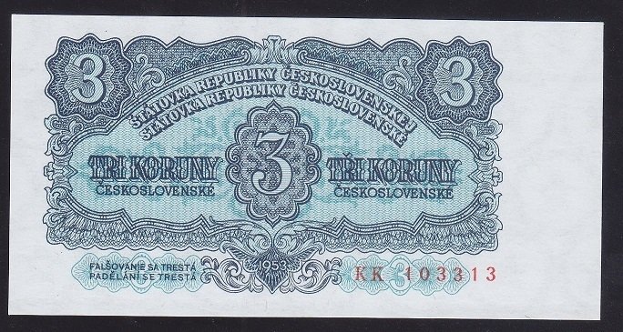 ÇEKOSLOVAKYA 3 KORUN 1953 ÇİL