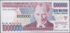 7.Emisyon 1.Tertip 1 000 000 Lira D60 665004 Çilaltı