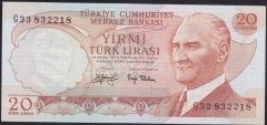 6.EMİSYON 3.TERTİP 20 LİRA G33 832218 ÇİLALTI