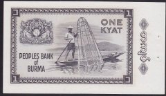 Burma 1 Kyat 1965 ÇİL (Zımba Deliği Var) Pick 52