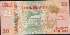 Cook Island 20 Dolar 1992 Çilaltı ( Kat yok Hafif Lekeler var )