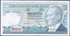 7.Emisyon 2.Tertip 500 Lira E06 845633 Çil