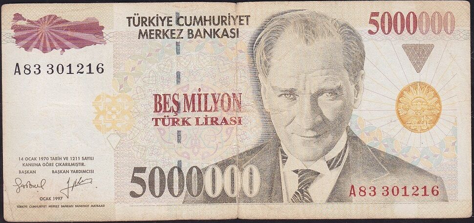 7.Emisyon 5 000 000 Lira A83 301216 Haliyle