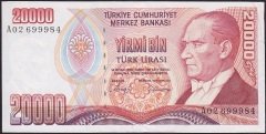7.Emisyon 1.Tertip 20000 Lira A02 699984 Ççt Çilaltı