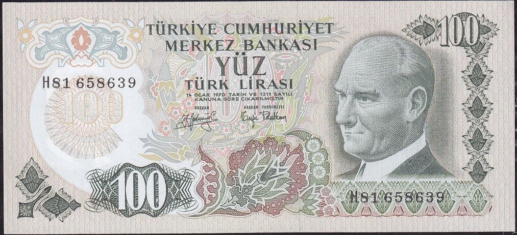 6.Emisyon 2.Tertip 100 Lira H81 658639 Çil