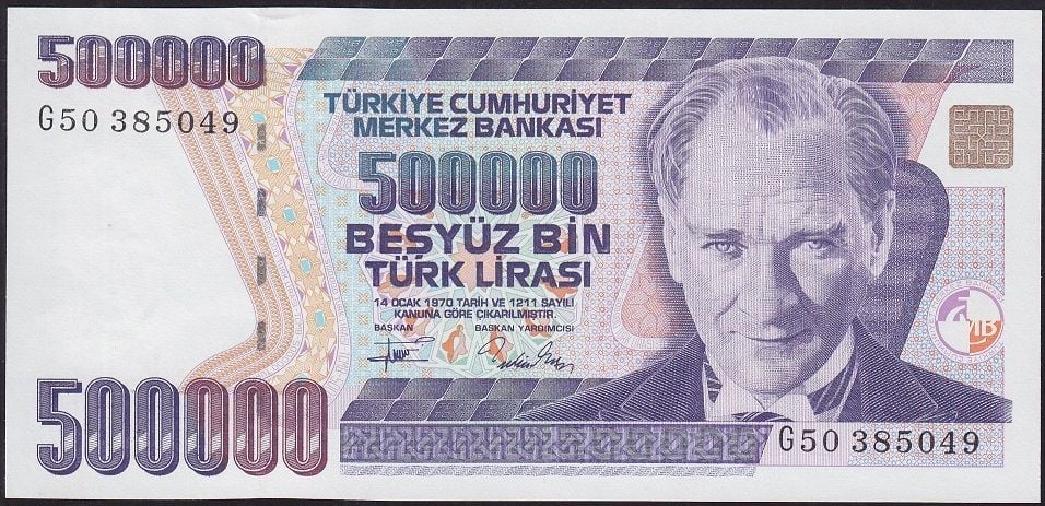 7.Emisyon 3.Tertip 500000 Lira G50 385049 Çil