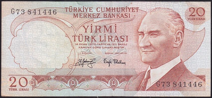 6.Emisyon 3.Tertip 20 Lira G73 841446 Çok Temiz+