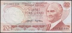 6.Emisyon 3.Tertip 20 Lira G73 841446 Çok Temiz+