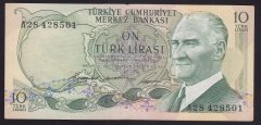 6.EMİSYON 1.TERTİP 10 LİRA A28 428501 ÇOK TEMİZ +