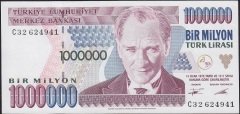 7.Emisyon 1.Tertip 1 000 000 Lira C32 624941 Ççt Çilaltı