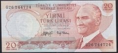 6.EMİSYON 3.TERTİP 20 LİRA G26 744724 ÇİLALTI ÇİL