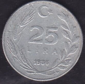 1986 Yılı 25 Lira