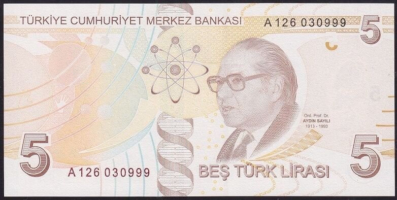 9.Emisyon 1.Tertip 5 Lira A126 030999 Çil