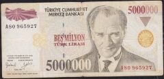 7.Emisyon 5 000 000 Lira A80 965927 Temiz