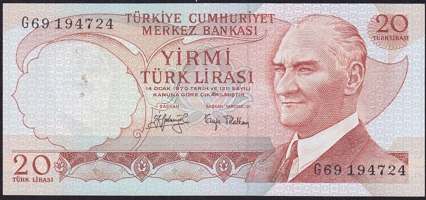6.Emisyon 3.Tertip 20 Lira G69 194724 Çil