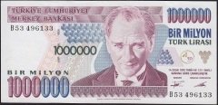 7.Emisyon 1.Tertip 1 000 000 Lira B53 496133 Ççt+
