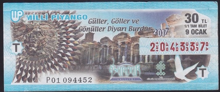 2017 9 OCAK TAM BİLET T SERİSİ