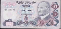 6.EMİSYON 3.TERTİP 1000 LİRA F18 962392 ÇÇT ( DÜZLENMİŞ) eski kağıt para değerleri