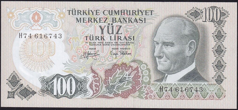 6.Emisyon 2.Tertip 100 Lira H74 616743 Çil