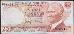 6.Emisyon 3.Tertip 20 Lira G58 453103 Ççt Çilaltı