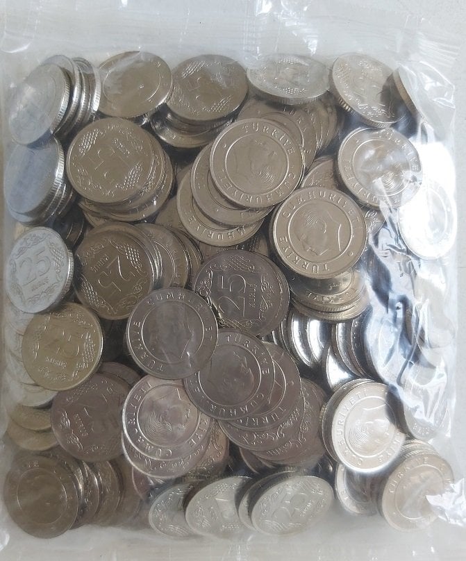 2020 Yılı 200 Adet 25 Kuruş Çil Açılmamış Darphane Poşetinde