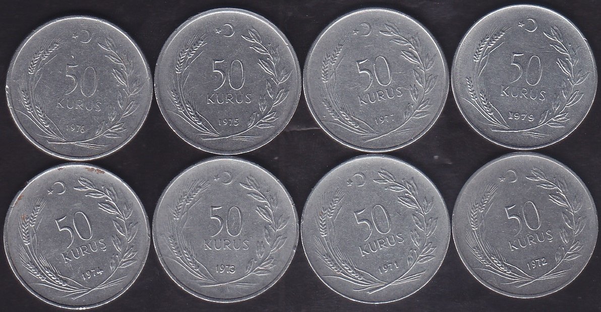 1971 - 1979 YILLARI 50 KURUS TAM TAKIM eski para alan yerler