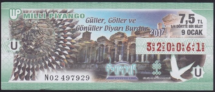 2017 9 OCAK ÇEYREK BİLET U SERİSİ