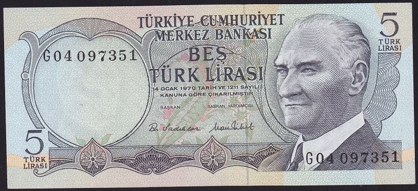 6.Emisyon 2.Tertip 5 Lira G04 097351 Çil