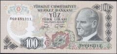 6.Emisyon 2.Tertip 100 Lira H69 481311 Çil