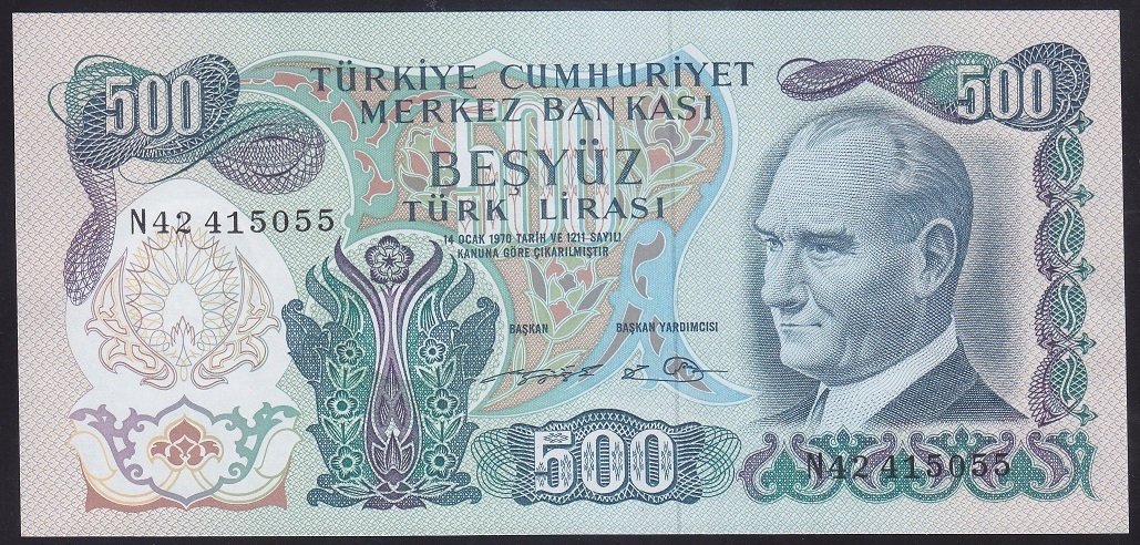 6.EMİSYON 2.TERTİP 500 LİRA N42 415055 ÇİLALTI ÇİL