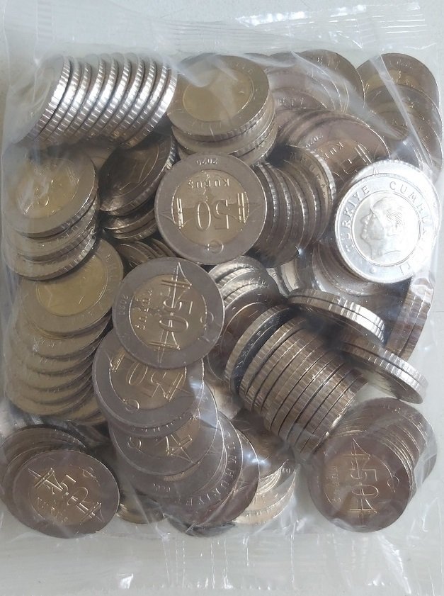 2020 Yılı 150 Adet 50 Kuruş Çil Açılmamış Darphane Poşetinde