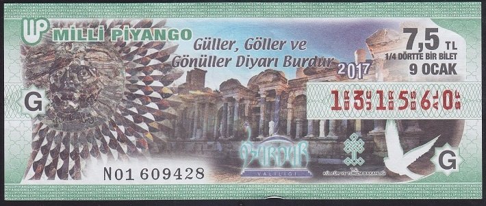 2017 9 OCAK ÇEYREK BİLET G SERİSİ