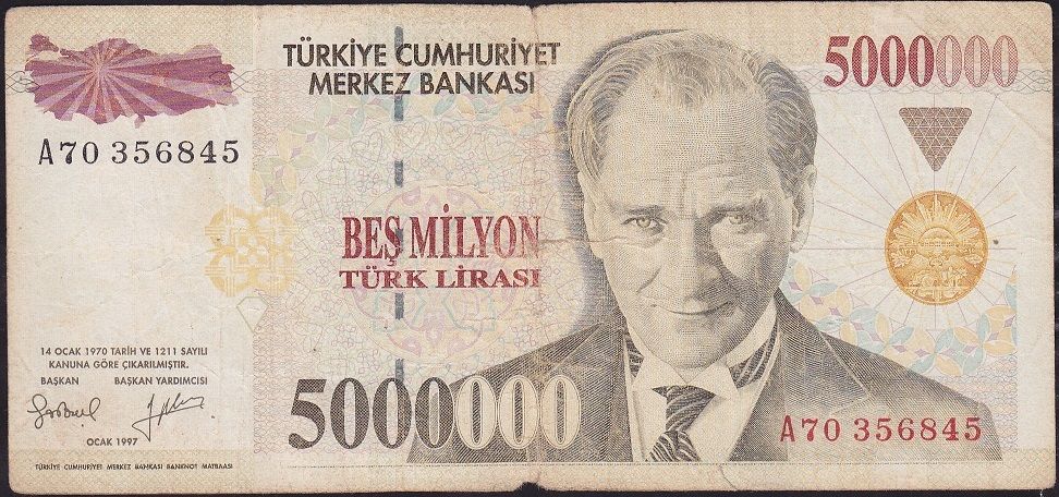 7.Emisyon 5 000 000 Lira A70 356845 Temiz