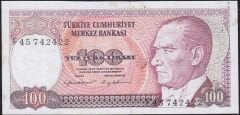 7.Emisyon 2.Tertip 100 Lira F45 742422 Çok Çok Temiz