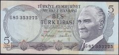 6.Emisyon 2.Tertip 5 Lira G85 353275 Çok Çok Temiz