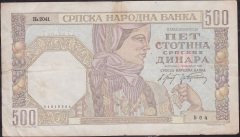 Sırbistan 500 Dinar 1941 Çok Temiz +