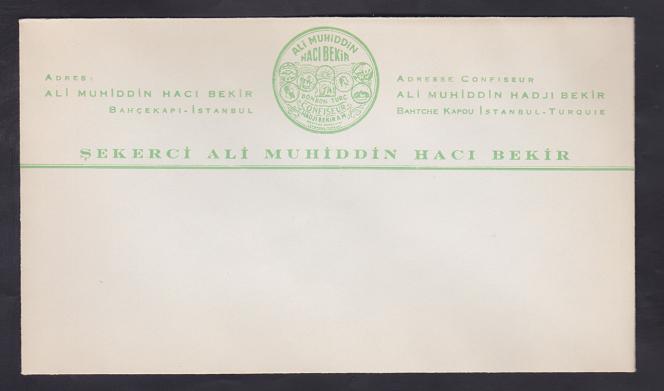 ŞEKERCİ ALİ MUHİDDİN HACI BEKİR ANTETLİ ZARF