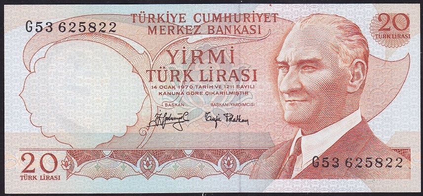 6.Emisyon 3.Tertip 20 Lira G53 625822 Çil