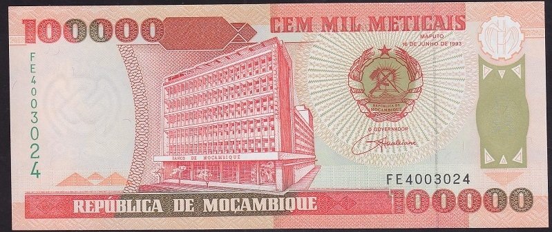 Mozambik 100000 Escudos 1993 ÇİL Pick 139