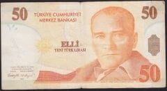 8.Emisyon 50 YTL B13 833485 Haliyle ( Bant Var )