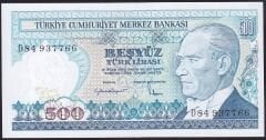 7.Emisyon 2.Tertip 500 Lira D84 937766 Çil