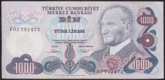 6.EMİSYON 3.TERTİP 1000 LİRA F02 751472 ÇOK TEMİZ
