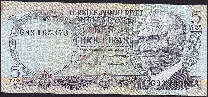 6.Emisyon 2.Tertip 5 Lira G83 165373 Çilaltı Çil