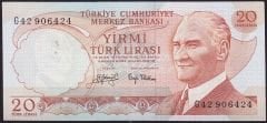 6.Emisyon 3.Tertip 20 Lira G42 906424 Çok Çok Temiz+