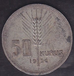 1936 YILI 50 KURUŞ GÜMÜŞ eski para alan yerler
