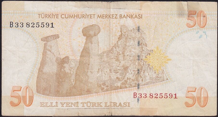 8.Emisyon 50 YTL B33 825591 Haliyle ( Bant Var )