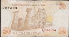 8.Emisyon 50 YTL B33 825591 Haliyle ( Bant Var )